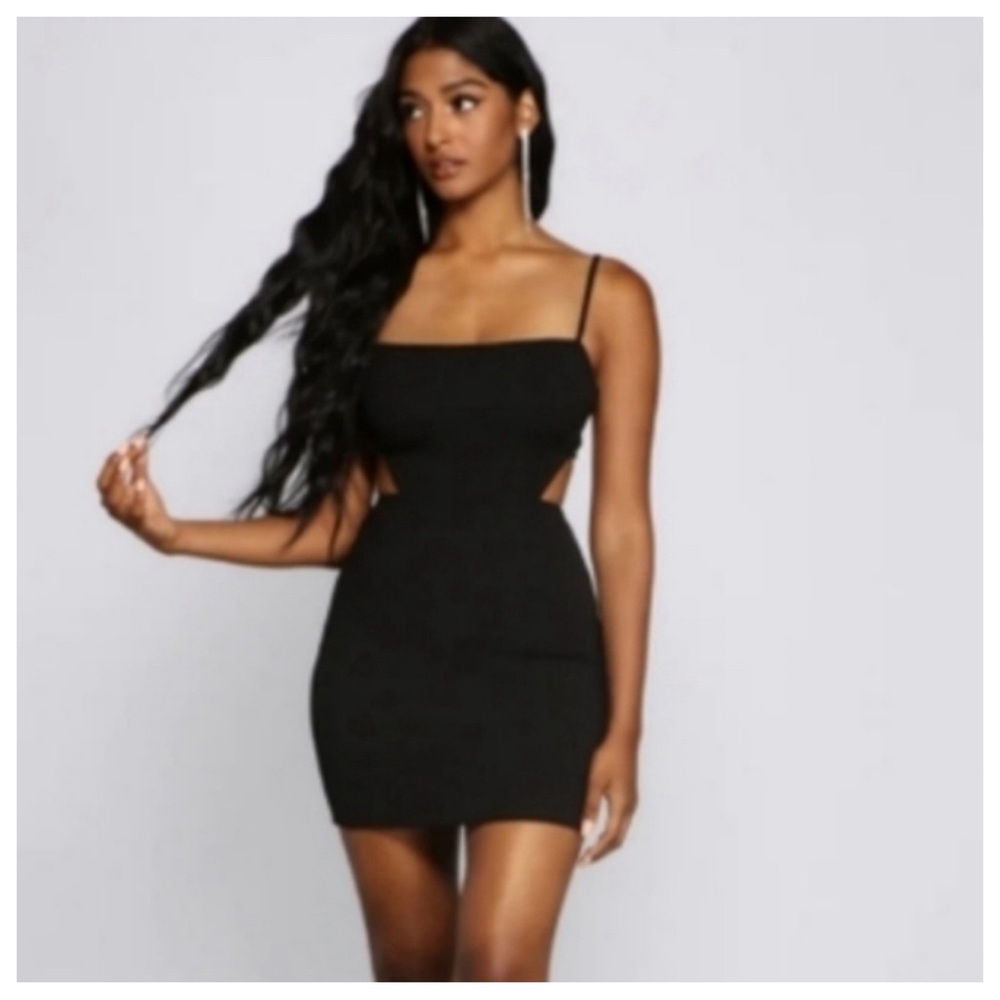 Black Corduroy Cut Out Cami Dress Sz 12